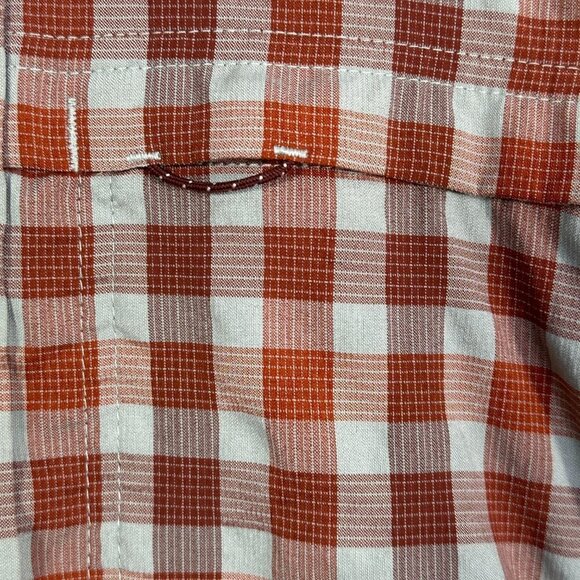 REI Coop Shirt Mens Small Button Up Orange Plaid Short Sleeve Breathable Pockets - Picture 4 of 9